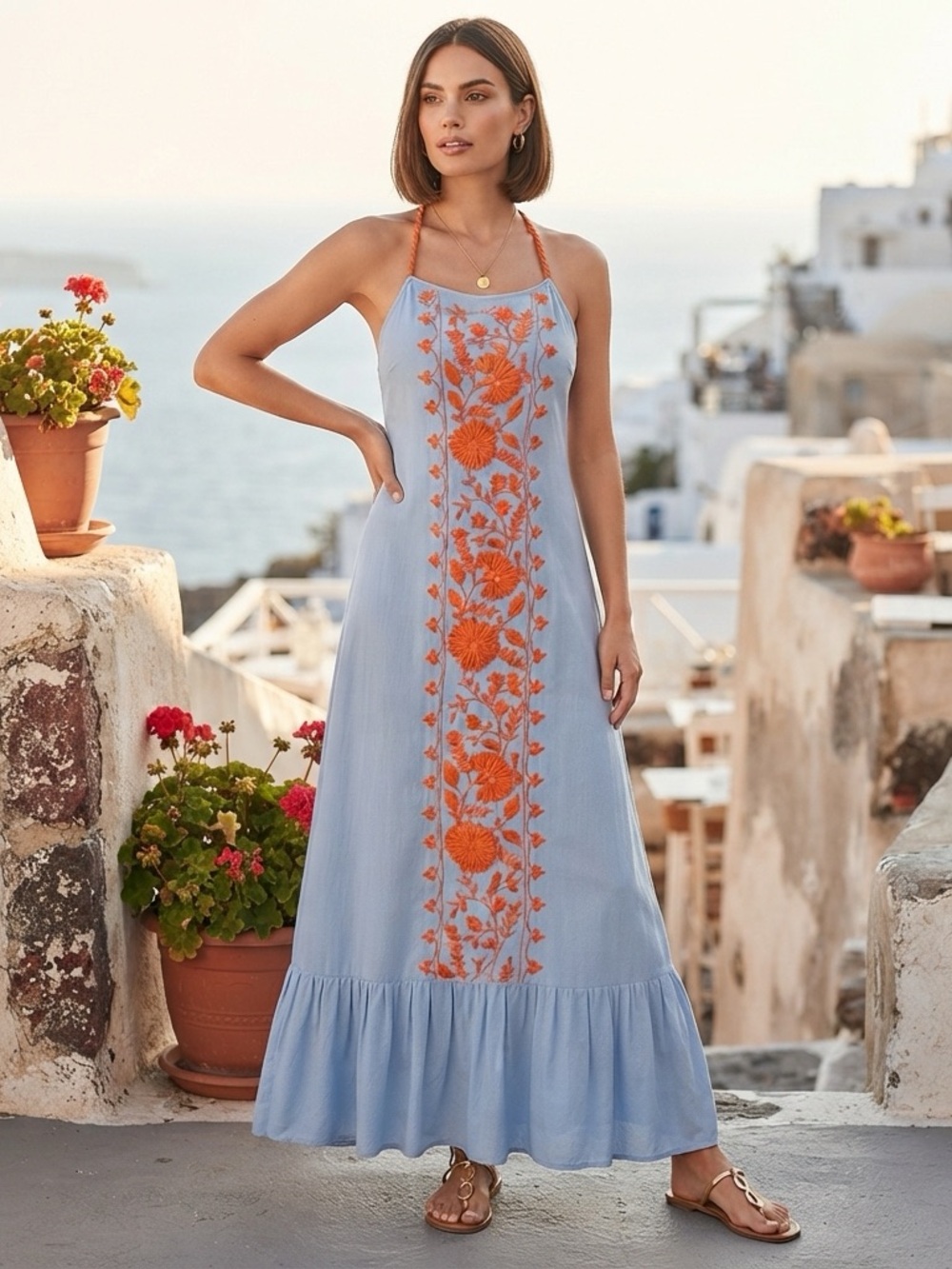 Boutique Maxi Dress Embroidered Floral Beautiful Dress Large